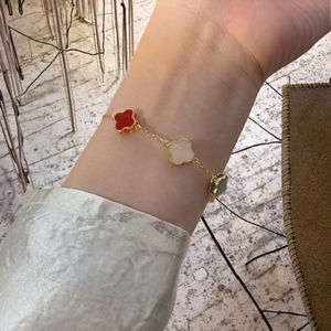 <b>Beaded</b> <b>Bracelets</b> <b>Fashion</b> Jewelry Ornaments Real Jade Natural Gemstone Hetian Jade Four-leaf Clover Women's Trendy Gift - Product Image 3