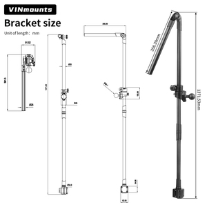 Support de transducteur VINmounts pour la pêche sur glace, compatible avec le sonar Live Sonar LVS34, réglable de 27,95 à 45 pouces, plage de profondeur de 1,5 pouce, système de fixation à boule de 1,5 pouce - Product Image 2