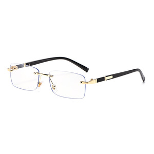 3323 Logo Custom Fashion Men <b>Women</b> Wood Grain Rimless Anti Blue Light <b>Glasses</b> Photochromic <b>Computer</b> Eyeglasses Frames - Product Image 4
