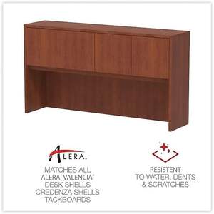Alera Valencia Series - Mueble para escritorio con puertas, color cerezo medio, 4 compartimentos, 64,75 W x 154 D x 35,38 H, organizador de escritorio y cajones - Product Image 6
