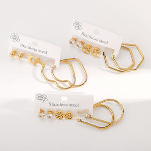 À la mode grand cercle boucles d'oreilles boucles d'oreilles clous d'oreille femmes en acier inoxydable géométrique boucle d'oreille ensemble balancent boucles d'oreilles fête cadeau bijoux de mode - Product Image 3