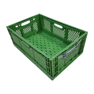 <b>Plastic</b> Folding Crate 600x400x225mm Vented Turnover <b>Box</b> For Fruit Vegetable Storage - Product Image 4