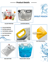 Emballage de poche à eau pliable avec bec 1L 3L 5L sac de boisson debout réutilisable sac de boisson portable pour les sports de plein air