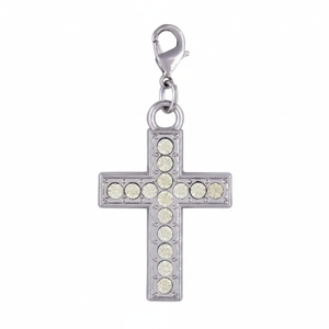 Breloque en forme de croix en cristal avec strass, pendentif argenté pour la fabrication de bijoux - Product Image 2