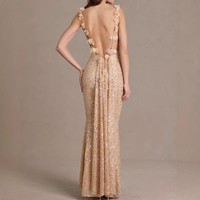 Europäisches & Amerikanisches Paillettenbesetztes Trägerloses Meerjungfrauenkleid mit Rückenausschnitt für Dinnerpartys