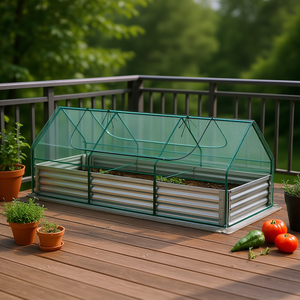 Mini-serre de jardin surélevée verte 8,6 x 3 x 1 pied en acier galvanisé pour herbes, légumes, patio, balcon, jardin - Product Image 2