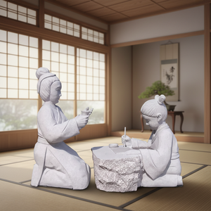 รูปปั้นหินอ่อนสีขาวตกแต่งบ้านสวน Mencius และแม่ของเขาประติมากรรมกำหนดเอง1.2m 1.5m 1.8m 2M หินแกรนิต - Product Image 1