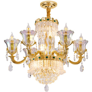 Lámpara de araña de cristal de lujo estilo europeo, con múltiples cabezales, luz LED E27, para sala de estar, comedor, villa, recibidor - Product Image 3