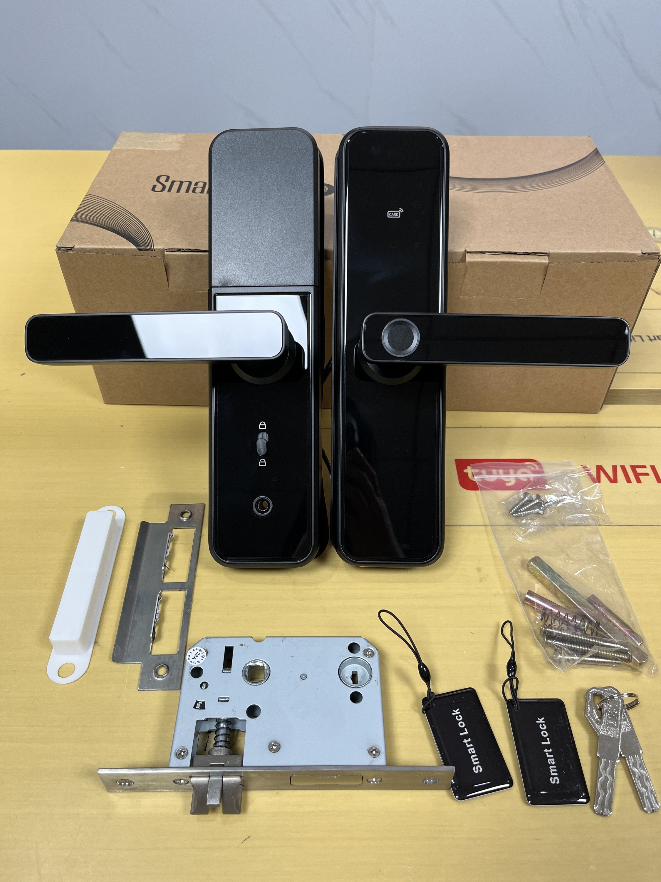 Tuya Wifi Smart Hotel Room Door Lock Fingerprint & Aluminum Card Access Digital Electric Handle Secure Password Data Storage · image 7