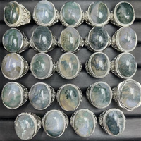 Bague polie pour homme en cristal naturel Sinyore avec pierres de labradorite, agate mousse et œil de tigre - Cadeau tendance