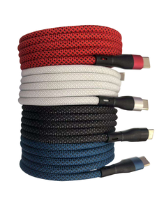 Kabel USB Tipe C pengisian daya Cepat 60W 100W, jaket nilon koil magnetik nyaman desain baru untuk penyimpanan Transfer Data komputer cepat - Product Image 5