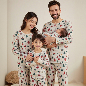 Hongbo 2025 diseñador personalizado acogedor algodón pijamas de Navidad gran oferta <span class=keywords><strong>familia</strong></span> juego trajes para niños bebé niños vocación Pijama - Product Image 3