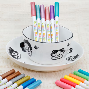 Ensemble de marqueurs de peinture en céramique à pointe fine professionnels pour la peinture et la décoration de la porcelaine, de la vaisselle et du verre, four et micro-ondes - Product Image 3
