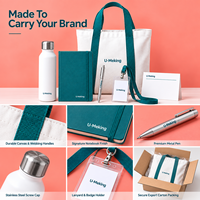 Kit Cadeau Personnalisé pour Délégués de Conférence Hôtelière : Sac Fourre-tout en Toile, Carnet A5, Stylo, Bouteille, Lanière, Porte-badge – Ensemble de Bienvenue Événementiel Personnalisé