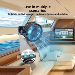 Ventilateur portable 2026 transfrontalier à moteur sans balais à aspiration magnétique, mini-ventilateur de bureau/mural avec batterie externe, éclairage et minuterie - Product Image 2