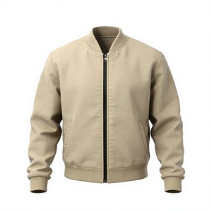 Direct Factory Men's Bomber Jacket Full Zip Solid Color Casual Polyester <b>Fleece</b> Material Stand Collar Regular Fit Front Winter - Product Image 1