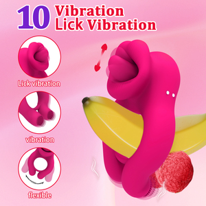 10-frequentie tongvormige vibrator met vibratievertraging en vergrendelingsfunctie, spermaring, medische siliconen cockring voor mannelijke masturbatie - Product Image 2