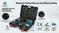 Kit Combinado Inalámbrico 4 en 1 de 21V: Martillo Rotatorio Sin Escobillas, Amoladora Angular, Llave de Impacto, Taladro Eléctrico con 4 Baterías de Litio de 1.3Ah y Estuche Rígido