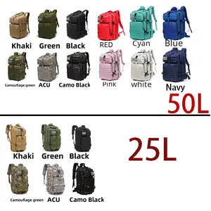 Sac à dos tactique de randonnée, de pêche et de chasse en nylon 1000D imperméable, système Molle, pour activités de plein air, sport, camping, randonnée, 25L/50L - Product Image 3