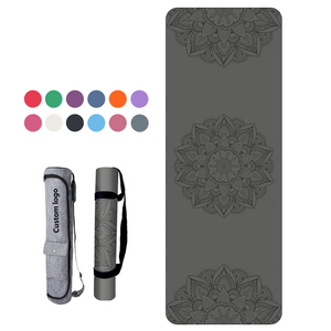 Đen Vegan PU Polyurethanes Yoga Mat Da Hữu Cơ Cây Tự Nhiên Cao Su Matt Yoga Với Carrier - Product Image 1
