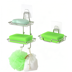 Support mural adhésif en acier inoxydable pour savon, sans perçage, égouttoir rapide pour cuisine et salle de bain - Product Image 1