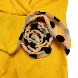 Robe crayon vintage personnalisée en gros, crêpe, satin et maille insérés, manches bouffantes, robe de transition du jour à la nuit - Product Image 5