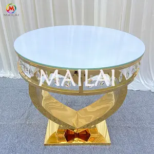 Mailai Wedding Furniture 2022 New Design Stainless Steel Round Gold Cake Table