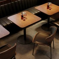 Ensemble de meubles de restaurant modernes et durables, table et chaises en bois massif et métal, luxe moderne pour hôtels, cafés, salons de thé