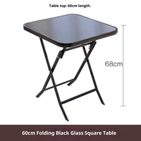 Ensemble de mobilier d'extérieur Cadre en métal noir Table carrée avec dessus en verre et 2 chaises pour jardin, patio, salle à manger, arrière-cour, détente, loisirs