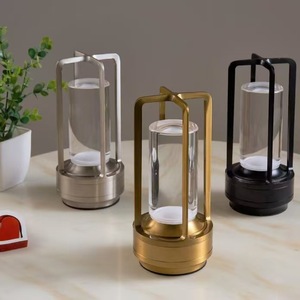 Lujo decorativo recargable 3 colorido Control táctil <span class=keywords><strong>Led</strong></span> Crystal LanternTable Metal lámpara de cristal para dormitorio - Product Image 1