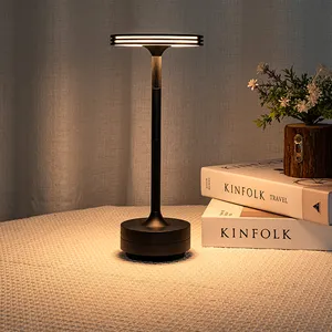 Hot Sale Dinning Hotel Bedroom Restaurant Read Aluminum Wireless Portable Rechargeable Three Gear Dimmable Led Table Lamp