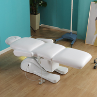 Table de massage blanche de luxe en cuir PU 3 moteurs lit de massage pour salon de beauté lit de massage électrique tables élévatrices de massage