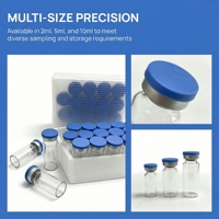Botol Kaca Transparan Steril 2ml/5ml/10ml untuk Obat, Botol Porsi Cairan Stok Bubuk Beku Kering