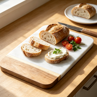 Planche à découper de cuisine rectangulaire personnalisée en marbre et en bois durable