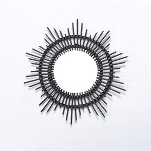 Bamboo Woven Round Wall <b>Mirror</b> Silver Lens Decorative <b>Hanging</b> <b>Mirror</b> For Home Living Room Entryway - Product Image 2