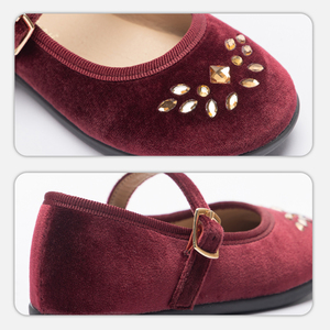 Scarpe <span class=keywords><strong>per</strong></span> Bambine in Velluto Grigio con Strass Dorati, <span class=keywords><strong>Ballerine</strong></span> Mary Jane <span class=keywords><strong>per</strong></span> <span class=keywords><strong>Neonata</strong></span>, Moda Primavera Autunno in PU - Product Image 6