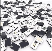 Ensemble de Mahjong américain de luxe noir et blanc, 160 tuiles, Mahjong gravé pour cadeau d'anniversaire, fête à domicile et divertissement familial