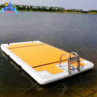 Plateforme flottante gonflable avec pont en teck EVA, tapis de bain Drop Stitch, plateforme pour bateau, yacht, marina, lac, plage, loisirs