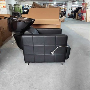 Muebles de Salón, Cama de Champú Dorada, Moderna, Cama de Champú Marrón, Silla de Champú Eléctrica con Masaje - Product Image 2