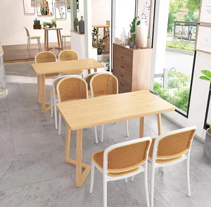 Nordic Style Rattan <strong>Garden</strong> Chairs Restaurant Dining Leisure Plastic Backrest Milk Tea Restaurant Dining Chair <strong>Table</strong> Set - Product Image 4