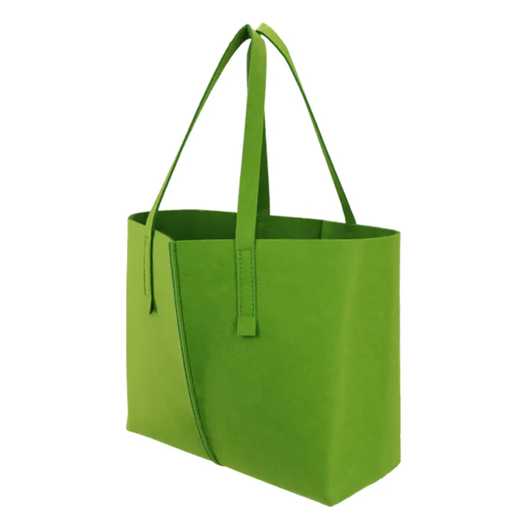 Op Maat Gemaakte Groothandel Groene Kleur Draagtas Milieuvriendelijk Grote Capaciteit Vilt Mode Boodschappentas Vrouw Handtas Met Logo