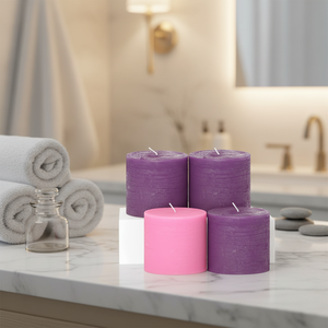 Lilin Pilar Votive Lilin Aroma Lavender Buatan Tangan, Bulat 3x6 Inci, Set 5, Tahan Lama, Tanpa Tetesan, Tanpa Aroma, Untuk Pernikahan, Ulang Tahun, Pesta - Product Image 4