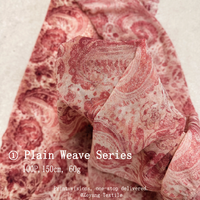 Tissu en Chiffon Imprimé Floral Paisley Effet Délavé Rétro, Matière Légère en Polyester Georgette pour la Confection de Vêtements