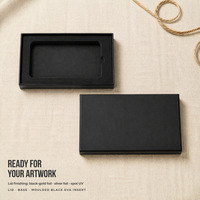 Boîte rigide rectangulaire noire personnalisée avec couvercle et base, insert en mousse EVA, vente en gros pour étui de téléphone et chargeur