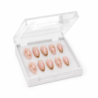 Faux ongles à presser de haute qualité, style French Tip doré, rose nude brillant, forme amande, Mng Tay Gi, pour nail art, vente en gros