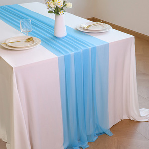 Cross-border beauty gauze <b>table</b> <b>runner</b>, Bali gauze drape, outdoor wedding tablecloth, wedding party chiffon crepe tablecloth - Product Image 3