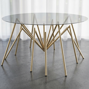 AK Brass Handmade <b>Round</b> Iron Metal Coffee <b>Table</b> <b>Gold</b> Finish with Glass Top for Home Hotel Living Room Furniture - Product Image 3