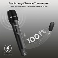 Système de microphones sans fil Tribit, double micro dynamique portatif, 2,4 GHz, rechargeable, batterie 40H, Plug & Play, pour karaoké et soirées