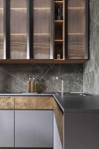 Meubles de cuisine modernes en bois massif de luxe, conformes aux normes australiennes, ensembles de design de meubles chinois, portes laquées, charnières, îlot en mélamine - Product Image 5