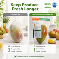 Sac en CPP micro-perforé anti-buée de qualité alimentaire, emballage pour légumes, pochette trapézoïdale